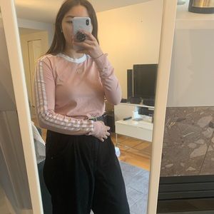 Pastel Pink Adidas Crewneck Ringer Top
